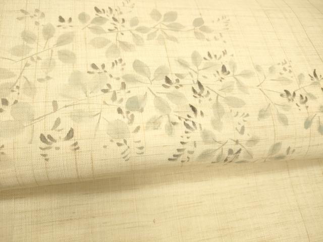 平和屋着物＊夏物 つけ帯 手描き 枝葉文 麻 逸品 DABE6017cm