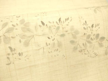 平和屋着物＊夏物 つけ帯 手描き 枝葉文 麻 逸品 DABE6017cm