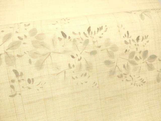 平和屋着物＊夏物 つけ帯 手描き 枝葉文 麻 逸品 DABE6017cm