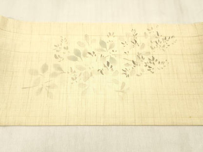 平和屋着物＊夏物 つけ帯 手描き 枝葉文 麻 逸品 DABE6017cm