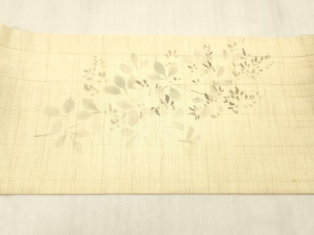 平和屋着物＊夏物 つけ帯 手描き 枝葉文 麻 逸品 DABE6017cm