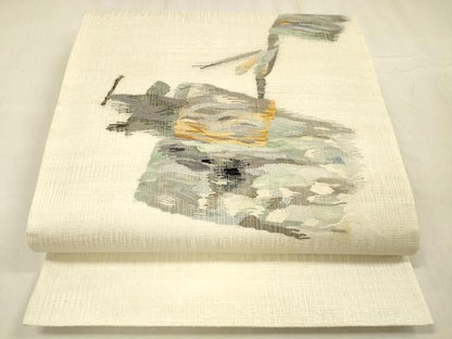 平和屋着物＊夏物 太鼓柄袋帯 抽象文様 金糸 正絹 逸品 DABE6025cm