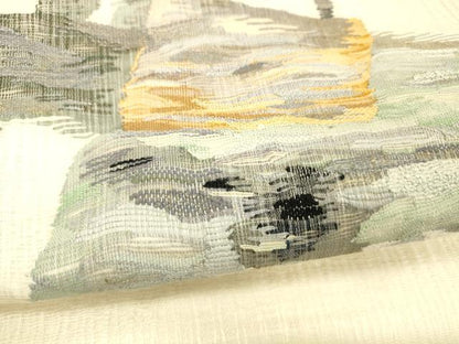 平和屋着物＊夏物 太鼓柄袋帯 抽象文様 金糸 正絹 逸品 DABE6025cm