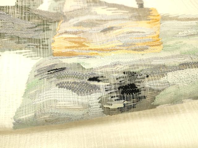 平和屋着物＊夏物 太鼓柄袋帯 抽象文様 金糸 正絹 逸品 DABE6025cm