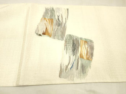 平和屋着物＊夏物 太鼓柄袋帯 抽象文様 金糸 正絹 逸品 DABE6025cm