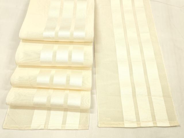 平和屋着物＊夏物 本場筑前博多織 半幅帯 間道 肌色 正絹 逸品 DABE6027cm