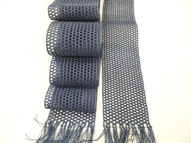 平和屋着物＊夏物 男性 角帯 羅 鉄紺色 正絹 逸品 DABE6029cm