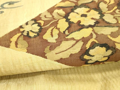 平和屋着物▽太鼓柄袋帯　スリーシーズン　春夏秋　すくい織　花鳥文　ゑり善扱い　正絹　逸品　DABE6032cm