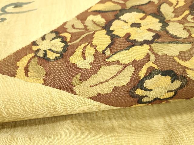 平和屋着物▽太鼓柄袋帯　スリーシーズン　春夏秋　すくい織　花鳥文　ゑり善扱い　正絹　逸品　DABE6032cm
