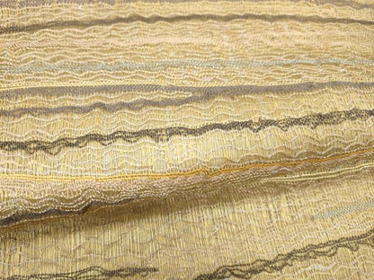 平和屋着物▽六通柄袋帯　スリーシーズン　春夏秋　横段文　金糸　正絹　逸品　DABE6033cm