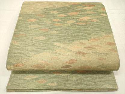 平和屋着物●六通柄袋帯　抽象文様　正絹　逸品　DABE6035cm