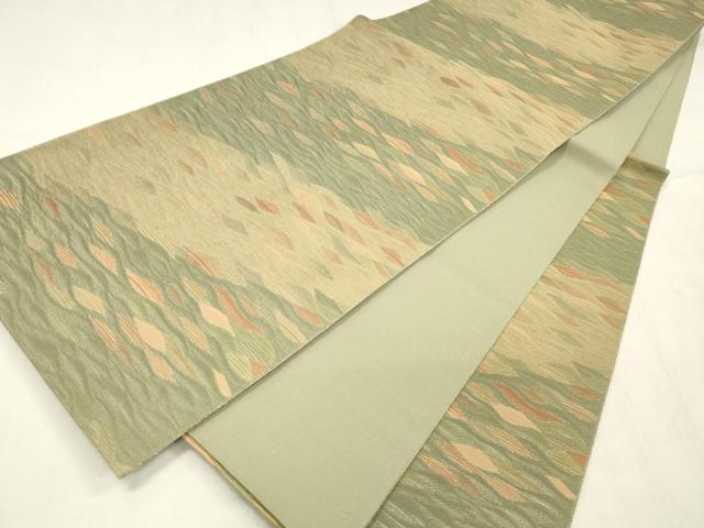 平和屋着物●六通柄袋帯　抽象文様　正絹　逸品　DABE6035cm