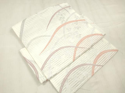 平和屋着物＊夏物 つけ帯 草葉文 銀糸 DABE6037cm