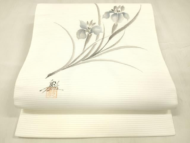 平和屋着物＊夏物 八寸名古屋帯 作家物 手描き 草花文 DABE6041cm