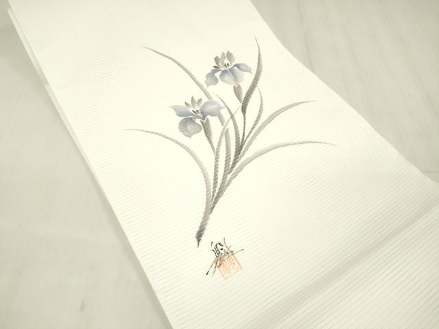 平和屋着物＊夏物 八寸名古屋帯 作家物 手描き 草花文 DABE6041cm