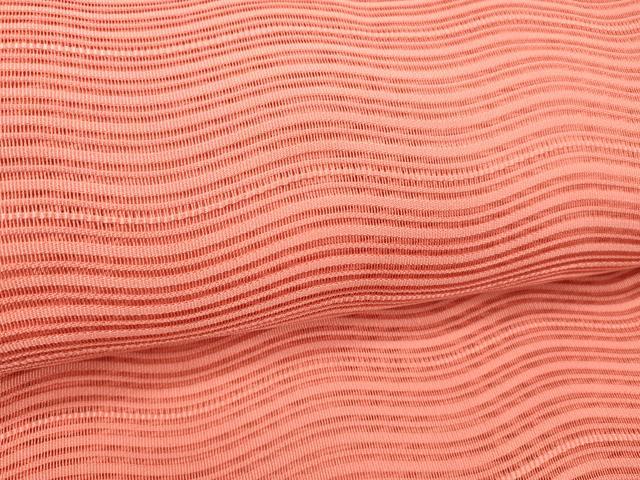 平和屋着物＊夏物 絽綴れ 八寸名古屋帯 よろけ縞 韓紅色 ゑり善扱い たとう紙付き 正絹 逸品 DABE6045cm