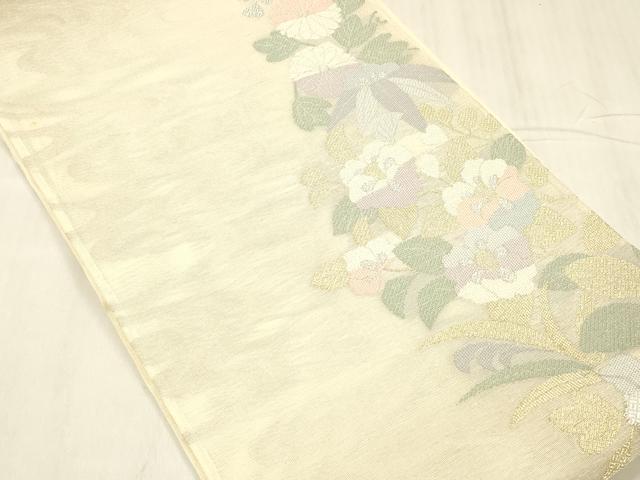 平和屋着物＊夏物 六通柄袋帯 流水花文 藤花房 金銀糸 正絹 逸品 DABE6046cm