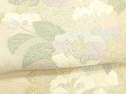 平和屋着物＊夏物 六通柄袋帯 流水花文 藤花房 金銀糸 正絹 逸品 DABE6046cm