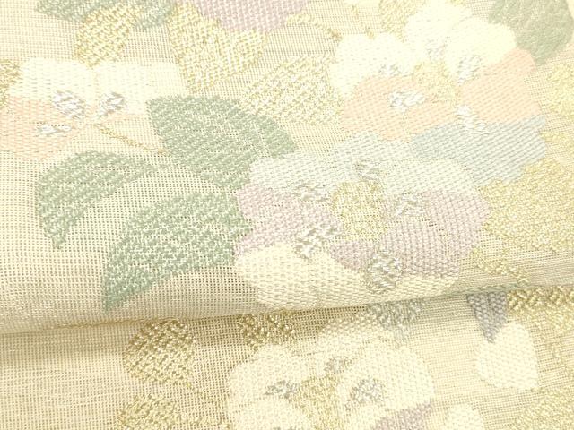 平和屋着物＊夏物 六通柄袋帯 流水花文 藤花房 金銀糸 正絹 逸品 DABE6046cm