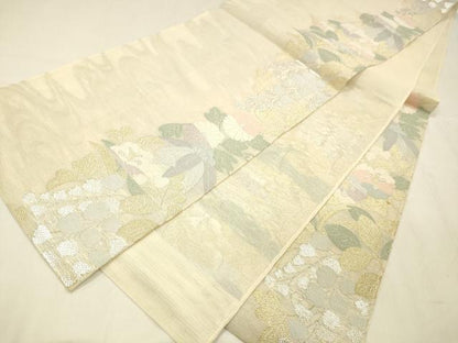 平和屋着物＊夏物 六通柄袋帯 流水花文 藤花房 金銀糸 正絹 逸品 DABE6046cm