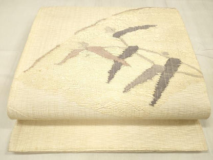 平和屋着物＊夏物 太鼓柄袋帯 草葉文 正絹 逸品 DABE6047cm