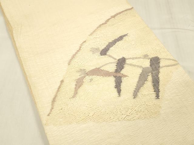 平和屋着物＊夏物 太鼓柄袋帯 草葉文 正絹 逸品 DABE6047cm