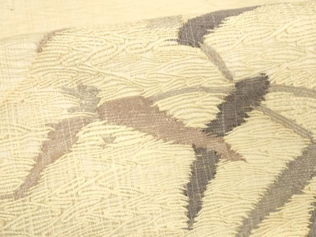 平和屋着物＊夏物 太鼓柄袋帯 草葉文 正絹 逸品 DABE6047cm