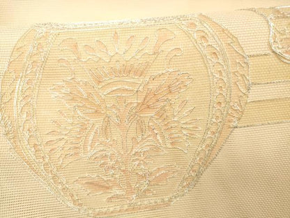 平和屋着物＊夏物 太鼓柄袋帯 駒刺繍 器物花鳥文 正絹 逸品 DABE6049cm