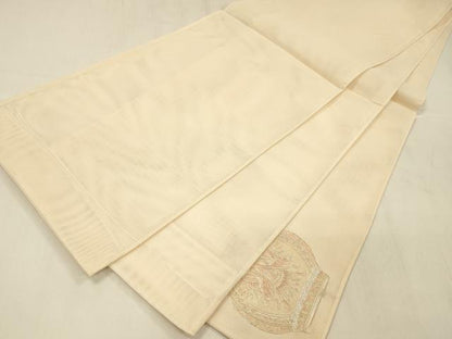 平和屋着物＊夏物 太鼓柄袋帯 駒刺繍 器物花鳥文 正絹 逸品 DABE6049cm