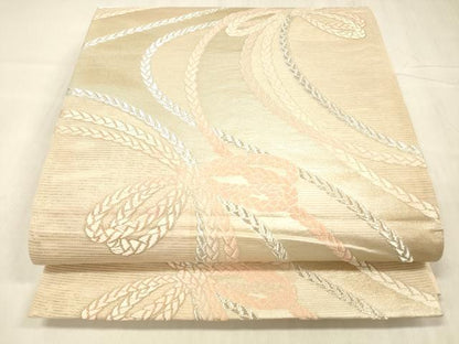 平和屋着物＊夏物 六通柄袋帯 唐織 竜田川 銀糸 正絹 逸品 DABE6050cm