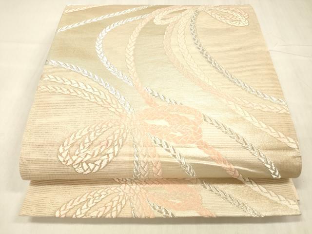 平和屋着物＊夏物 六通柄袋帯 唐織 竜田川 銀糸 正絹 逸品 DABE6050cm