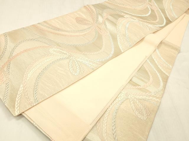 平和屋着物＊夏物 六通柄袋帯 唐織 竜田川 銀糸 正絹 逸品 DABE6050cm