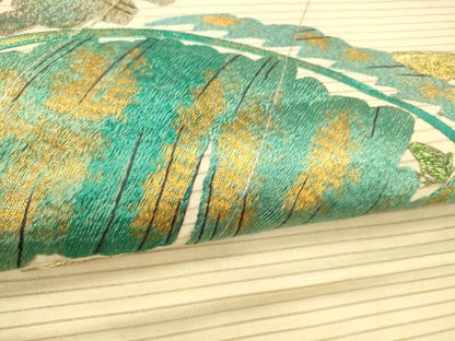 平和屋着物＊夏物 アンティーク 大正ロマン 九寸名古屋帯 駒刺繍 総刺繍 金糸 正絹 逸品 DABE6051cm