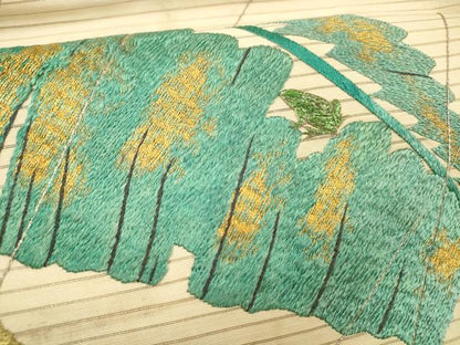 平和屋着物＊夏物 アンティーク 大正ロマン 九寸名古屋帯 駒刺繍 総刺繍 金糸 正絹 逸品 DABE6051cm
