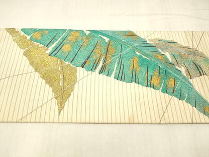 平和屋着物＊夏物 アンティーク 大正ロマン 九寸名古屋帯 駒刺繍 総刺繍 金糸 正絹 逸品 DABE6051cm