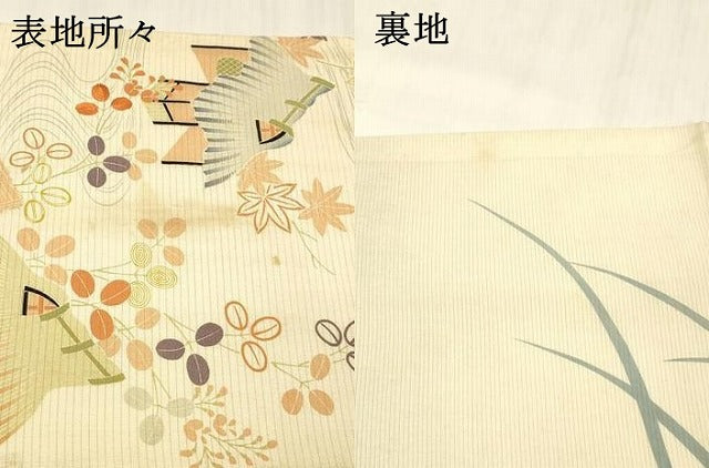 平和屋着物＊夏物　アンティーク　大正ロマン　両面　全通柄　京袋帯　駒刺繍　風景文　蜻蛉草葉文　正絹　逸品　DABE6052cm 平和屋着物＊夏物 アンティーク 大正ロマン 両面 全通柄 京袋帯 駒刺繍