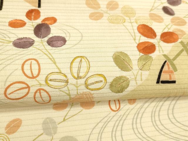 平和屋着物＊夏物 アンティーク 大正ロマン 両面 全通柄 京袋帯 駒刺繍