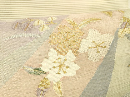平和屋着物＊夏物 絽綴れ 太鼓柄袋帯 草花文 金銀糸 正絹 逸品 DABE6053cm