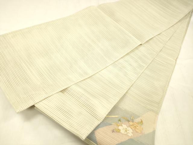 平和屋着物＊夏物 絽綴れ 太鼓柄袋帯 草花文 金銀糸 正絹 逸品 DABE6053cm