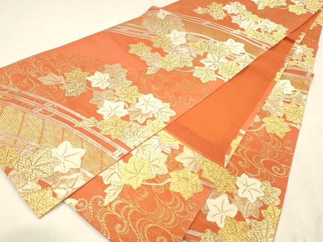 平和屋着物＊夏物 全通柄袋帯 唐織 渡橋竜田川 金糸 正絹 逸品 DABE6054cm