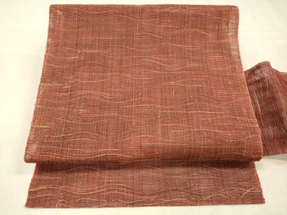 平和屋着物＊夏物 八寸名古屋帯 よろけ縞 正絹 逸品 DABE6055cm