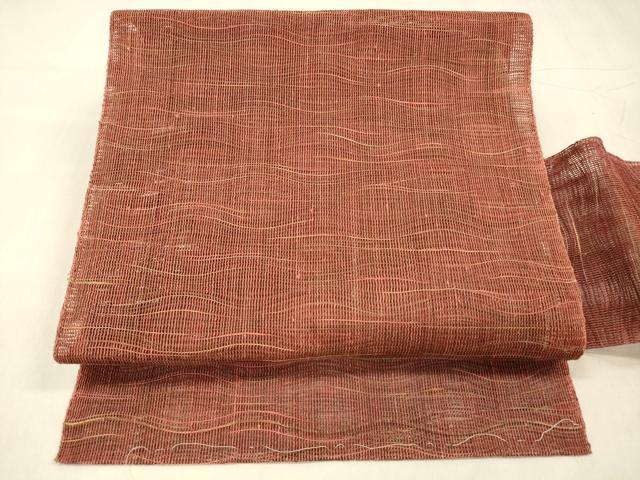 平和屋着物＊夏物 八寸名古屋帯 よろけ縞 正絹 逸品 DABE6055cm