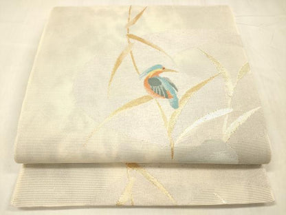 平和屋着物＊夏物 六通柄袋帯 草葉鳥文 金銀糸 正絹 逸品 DABE6056cm