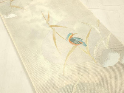 平和屋着物＊夏物 六通柄袋帯 草葉鳥文 金銀糸 正絹 逸品 DABE6056cm