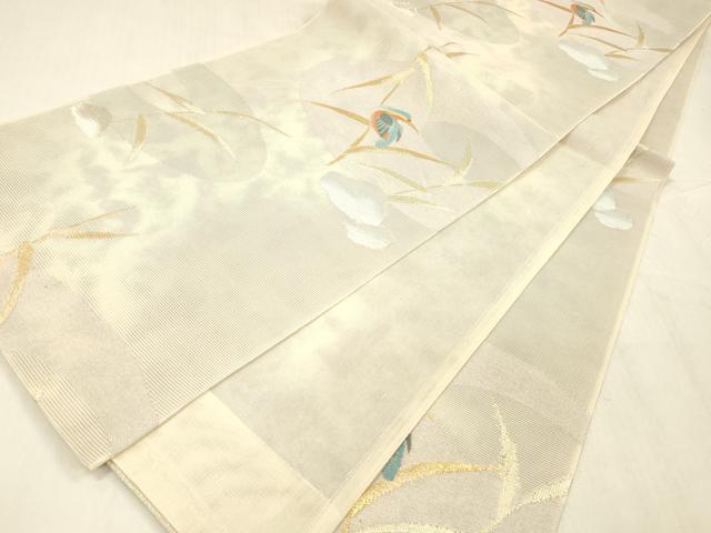 平和屋着物＊夏物 六通柄袋帯 草葉鳥文 金銀糸 正絹 逸品 DABE6056cm