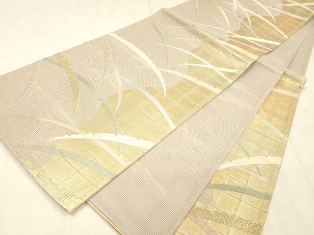 平和屋着物＊夏物 六通柄袋帯 唐織 竜田川 金銀糸 正絹 逸品 DABE6057cm