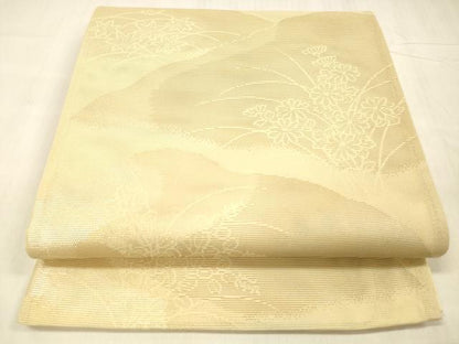 平和屋着物＊夏物 六通柄袋帯 草花文 金銀糸 正絹 逸品 DABE6060cm