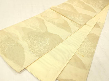 平和屋着物＊夏物 六通柄袋帯 草花文 金銀糸 正絹 逸品 DABE6060cm