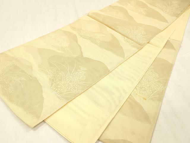 平和屋着物＊夏物 六通柄袋帯 草花文 金銀糸 正絹 逸品 DABE6060cm