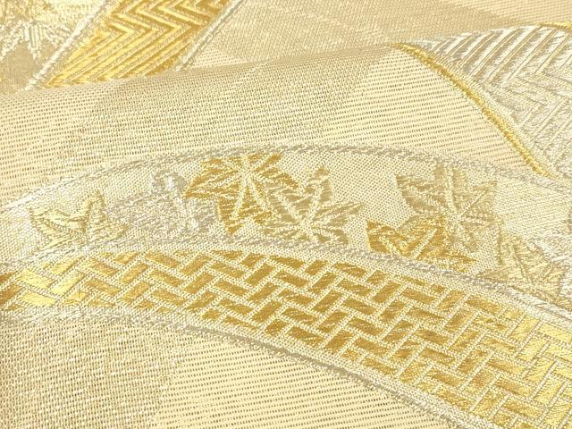 平和屋着物＊夏物 六通柄袋帯 草花文 金銀糸 正絹 逸品 DABE6061cm
